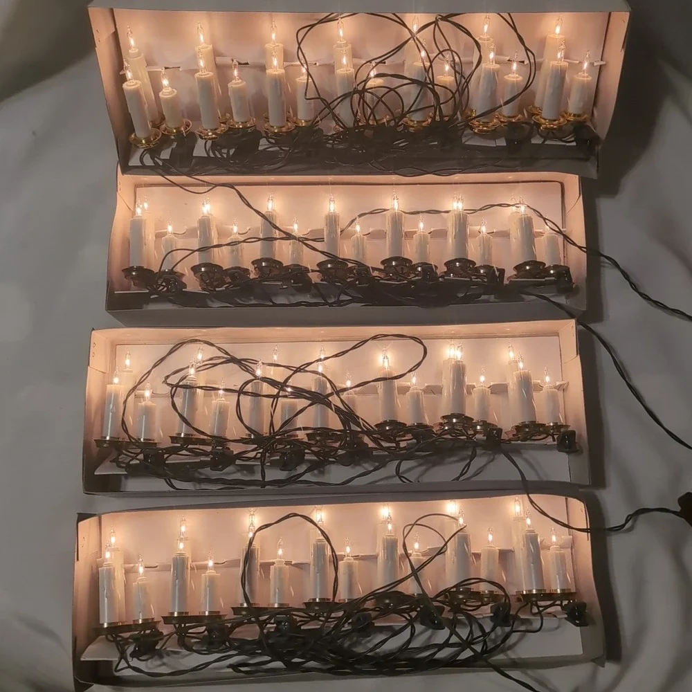 4x Vintage Christmas Mainstreet Dripping Candle Clusters Christmas Tree Lights